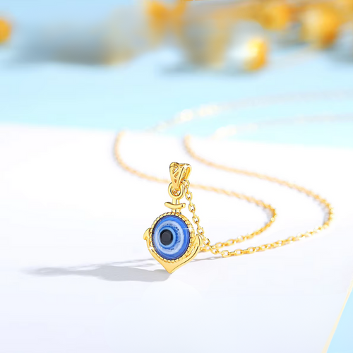 Himmelskt öga guld halsband med onda ögat