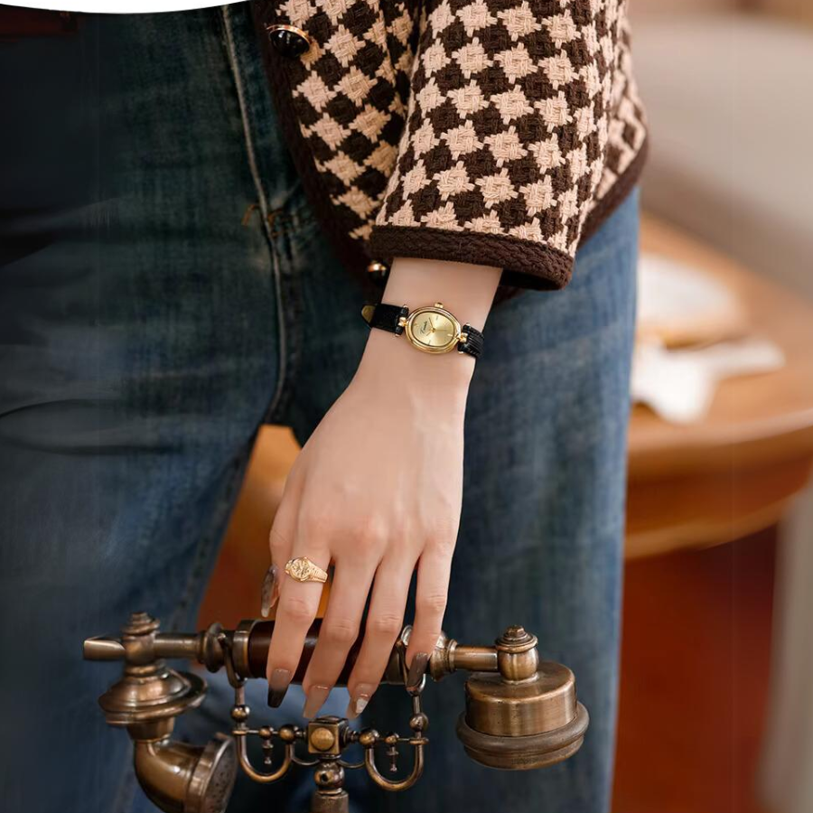 Gyllene timmen retro kvartsur