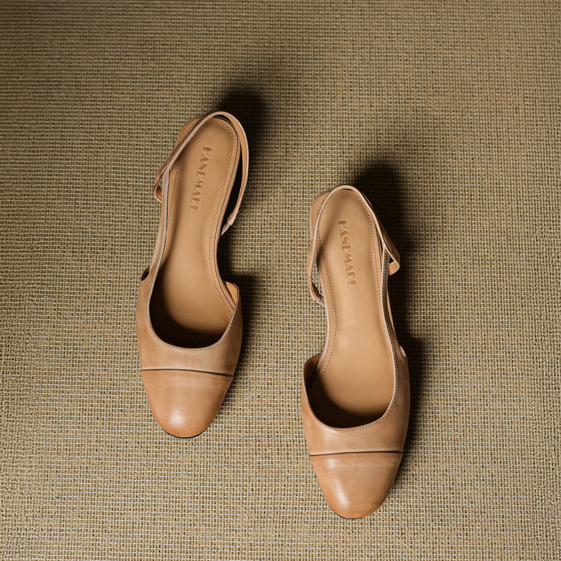 Chic äkta läder slingback-klackar