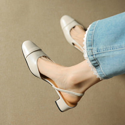 Chic äkta läder slingback-klackar
