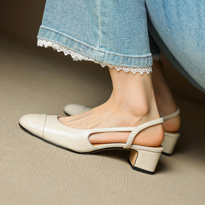 Chic äkta läder slingback-klackar