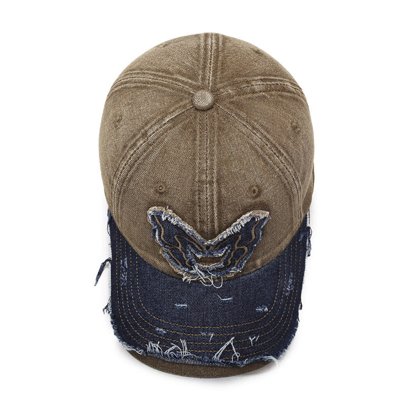 Retro vingar denim basebollkeps