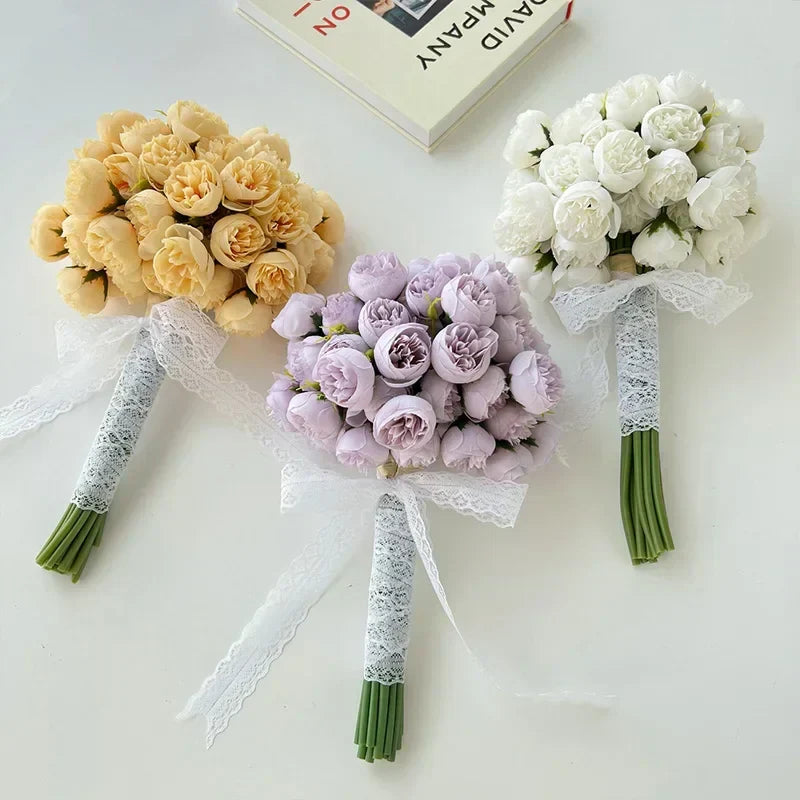 Tranquility - Silkblommor Pionbukett