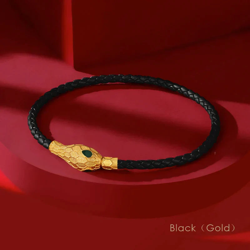 Aspis Viper handvävt läderarmband