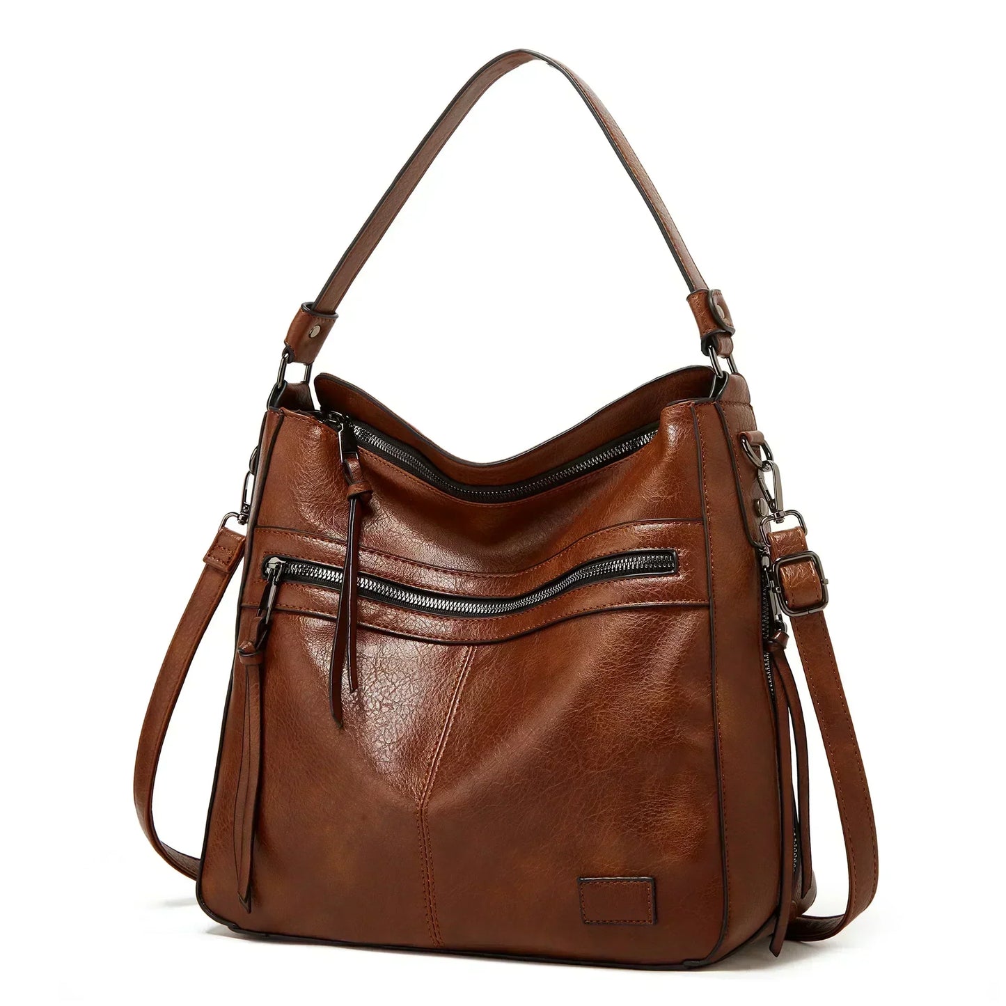 Velmos - läder slouchy hobo-väska