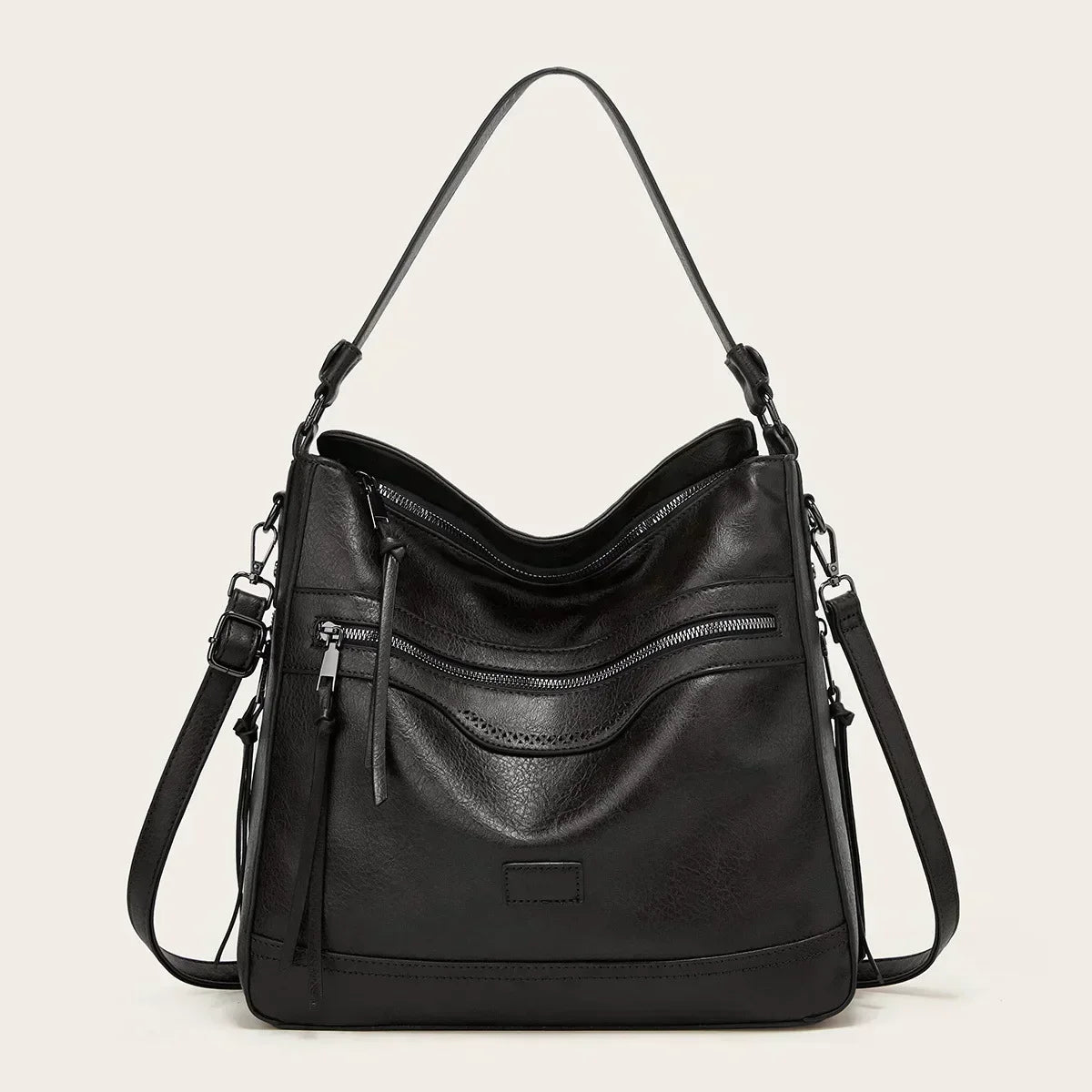 Velmos - läder slouchy hobo-väska