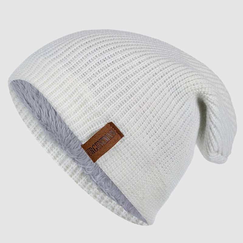 Slouchy stickad mössa med fleecefoder