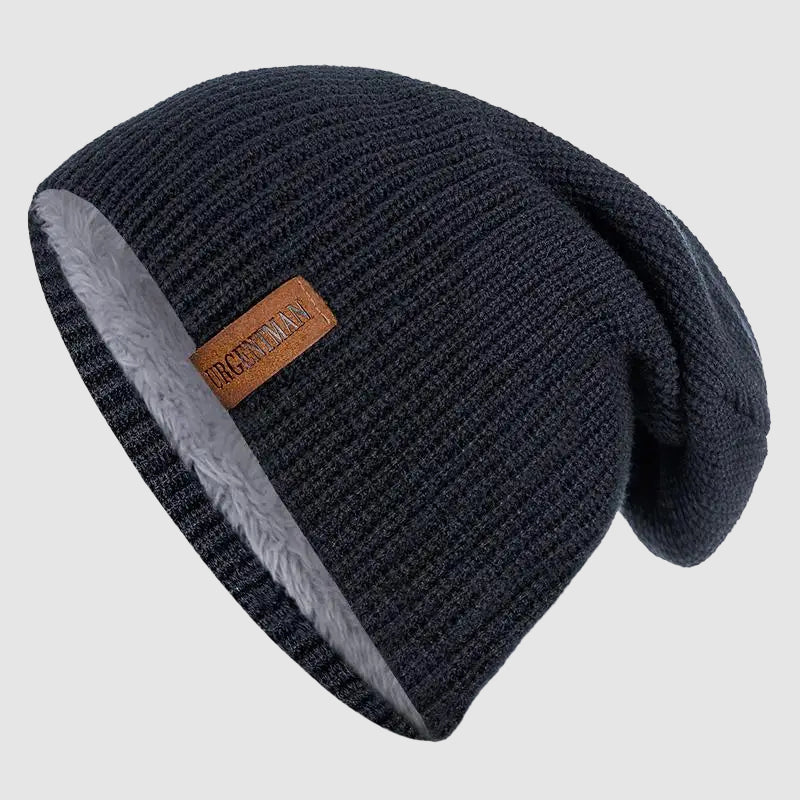 Slouchy stickad mössa med fleecefoder