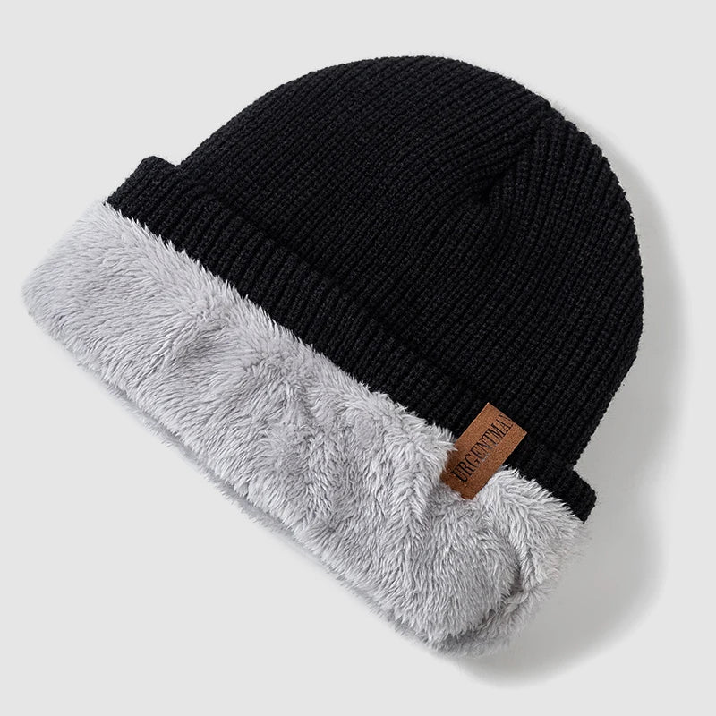 Slouchy stickad mössa med fleecefoder